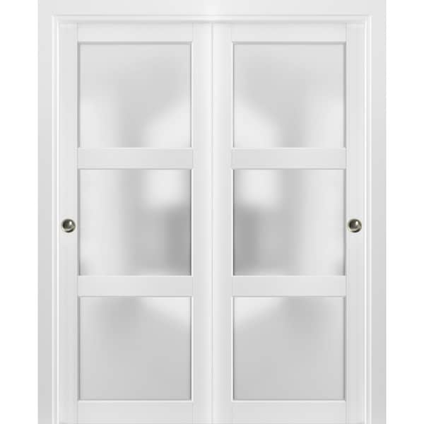 Sartodoors Closet Bypass Interior Door, 48" x 96", White LUCIA2552DBD-BEM-4896 - main